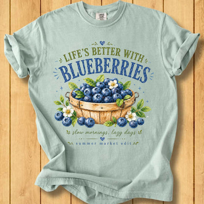 Life Is Better with Blueberries Unisex Dyed T-Shirt