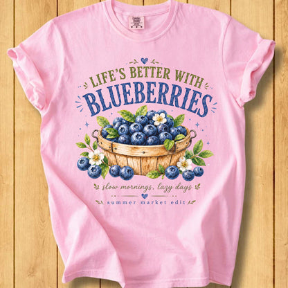 Life Is Better with Blueberries Unisex Dyed T-Shirt