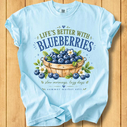 Life Is Better with Blueberries Unisex Dyed T-Shirt
