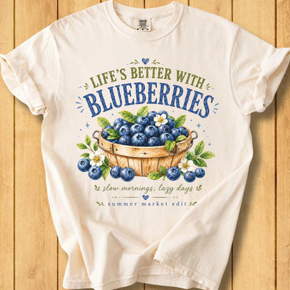 Life Is Better with Blueberries Unisex Dyed T-Shirt
