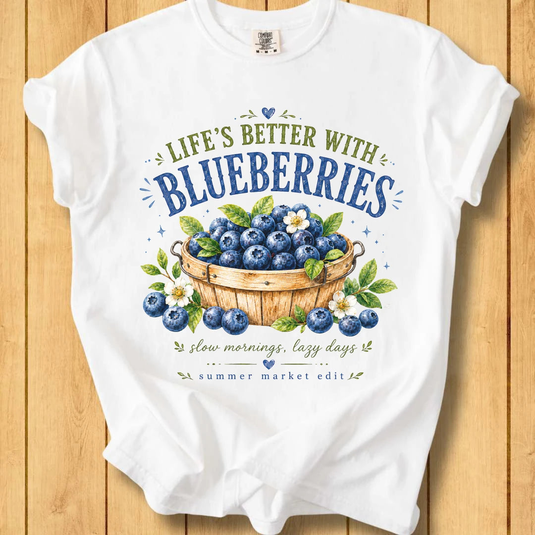 Life Is Better with Blueberries Unisex Dyed T-Shirt