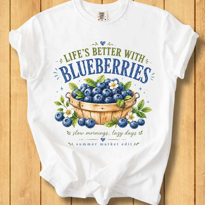 Life Is Better with Blueberries Unisex Dyed T-Shirt