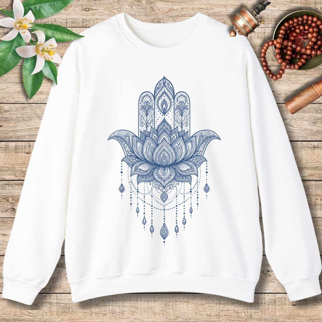 Lotus Hamsa Sweatshirt – Mandala Protection & Peace Design for Mindful Living
