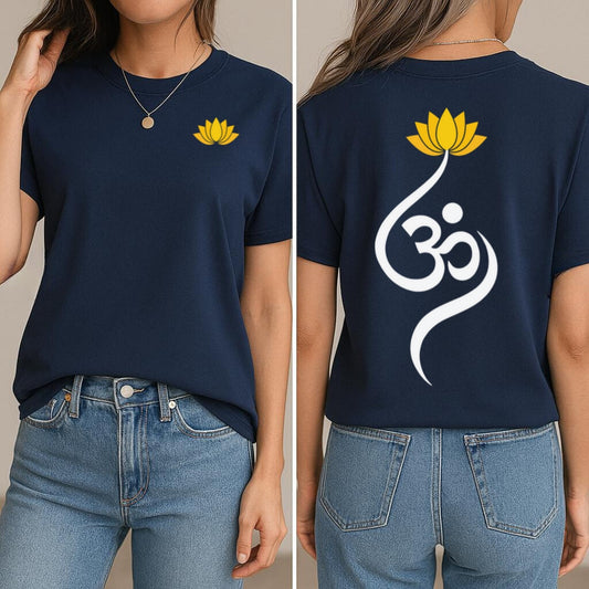 Lotus Om Symbol T-Shirt (Front + Back)