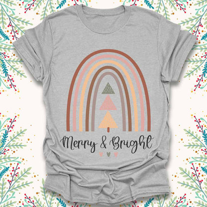 Merry and Bright Rainbow Christmas T-Shirt