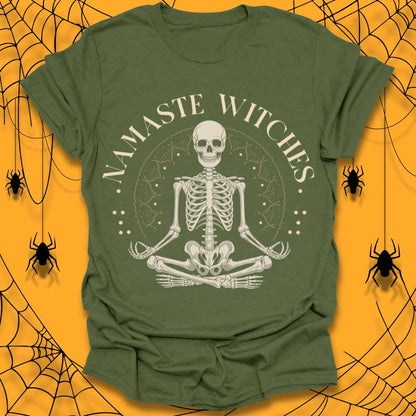 Skeleton Yoga Witches Halloween T-Shirt