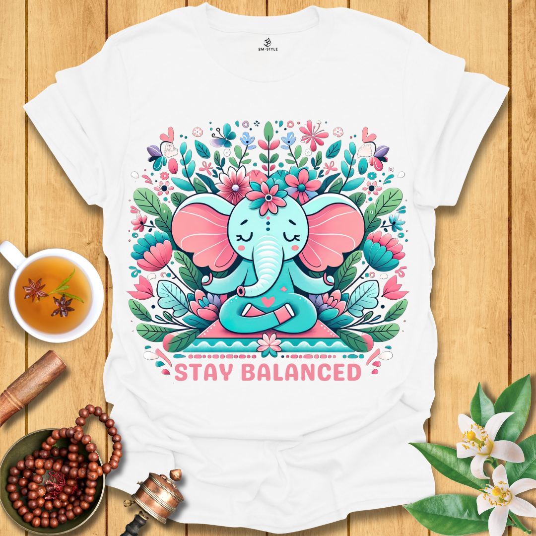 Mindful Elephant – 'Stay Balanced' T-Shirt