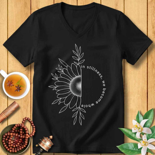 Minimalist Sunflower Unisex V-Neck T-Shirt