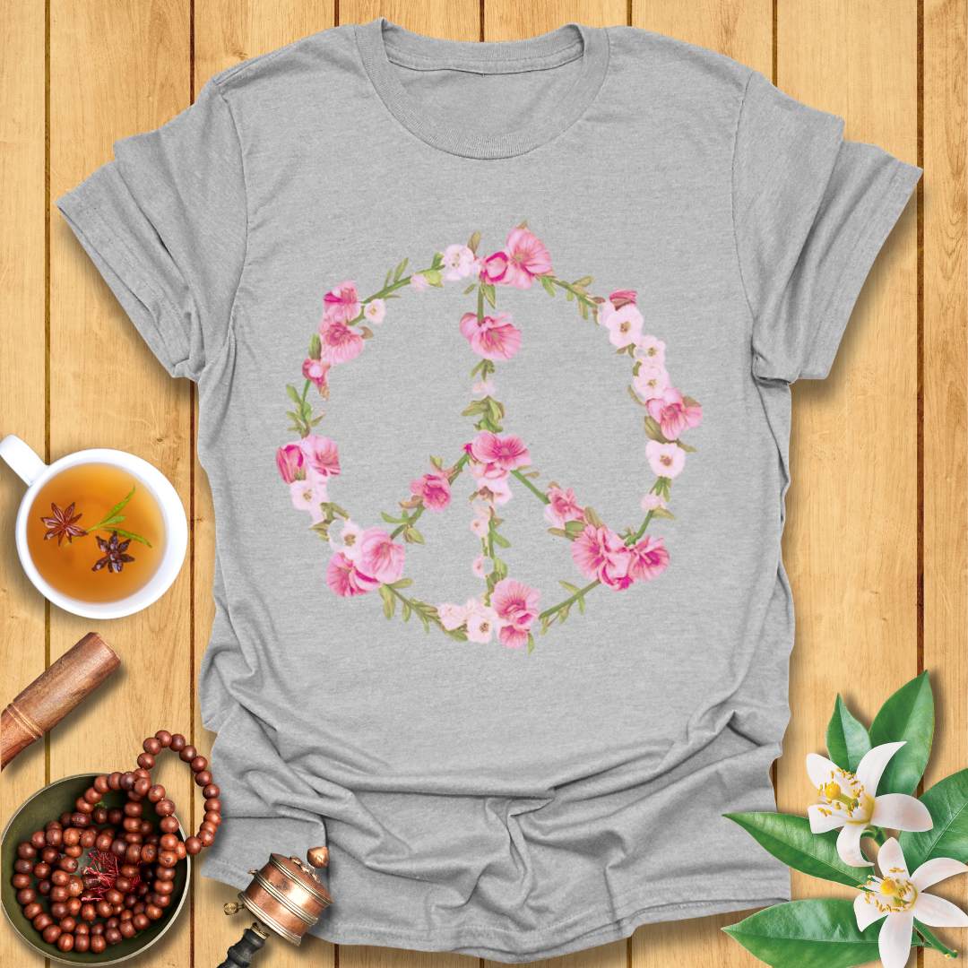 Pink Floral Peace Sign T-Shirt