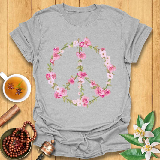 Pink Floral Peace Sign T-Shirt