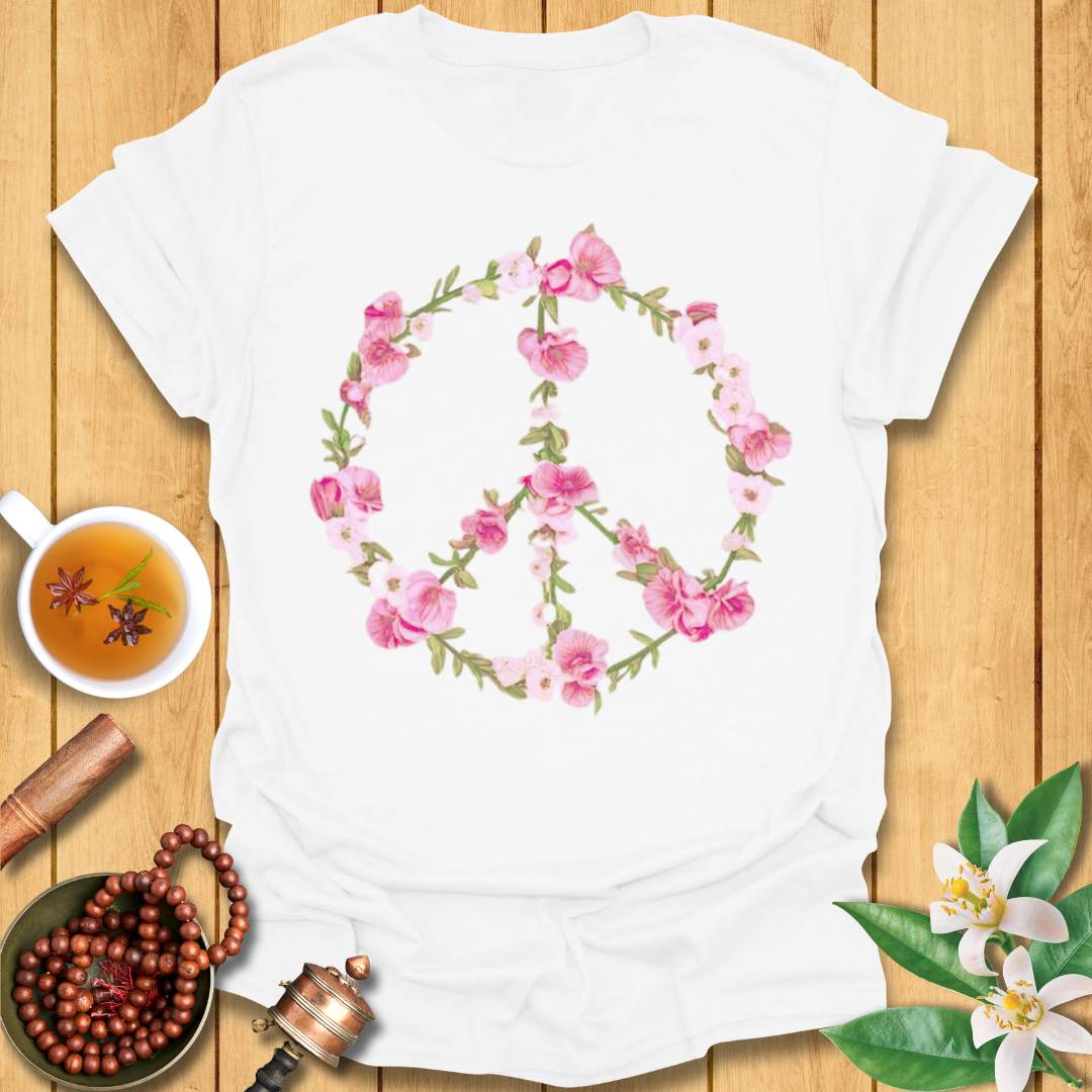 Pink Floral Peace Sign T-Shirt