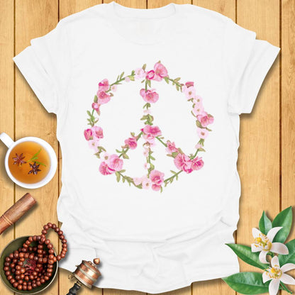 Pink Floral Peace Sign T-Shirt