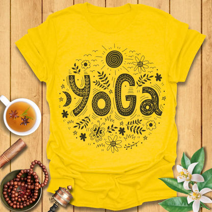 Whimsical Doodle Yoga T-Shirt