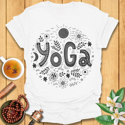 Whimsical Doodle Yoga T-Shirt