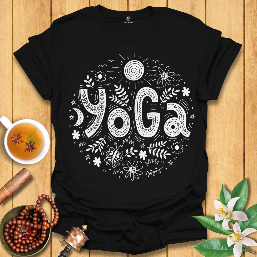 Whimsical Doodle Yoga T-Shirt