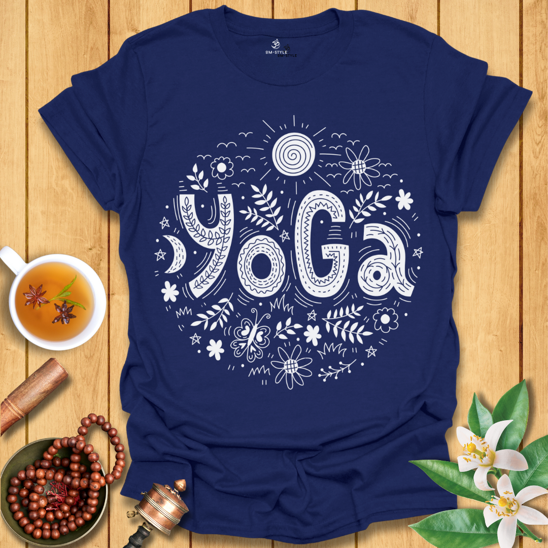 Whimsical Doodle Yoga T-Shirt