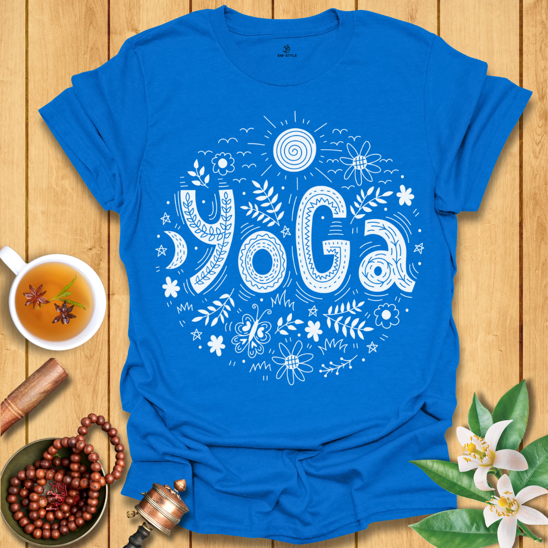 Whimsical Doodle Yoga T-Shirt