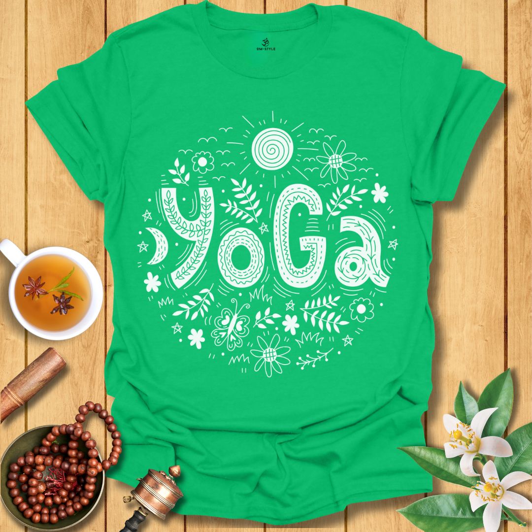 Whimsical Doodle Yoga T-Shirt