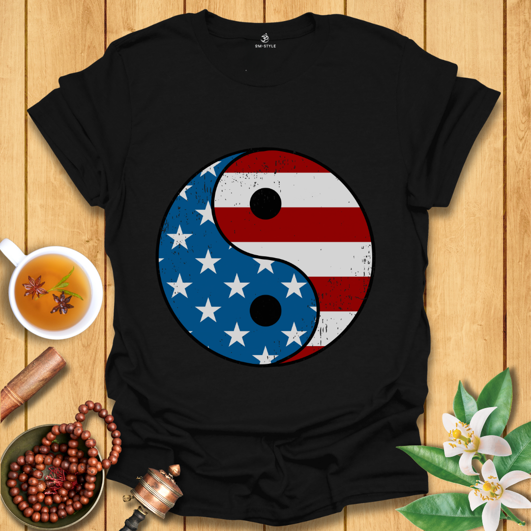 Yin Yang USA Flag T-Shirt