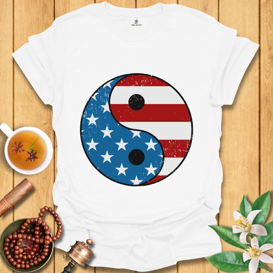 Yin Yang USA Flag T-Shirt