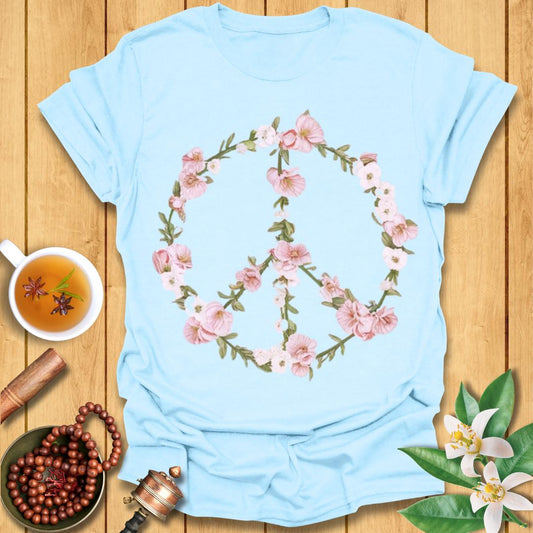 Pink Floral Peace Sign T-Shirt