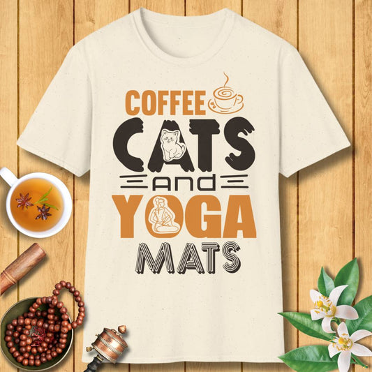 Coffee, Cats and Yoga Mats T-Shirt